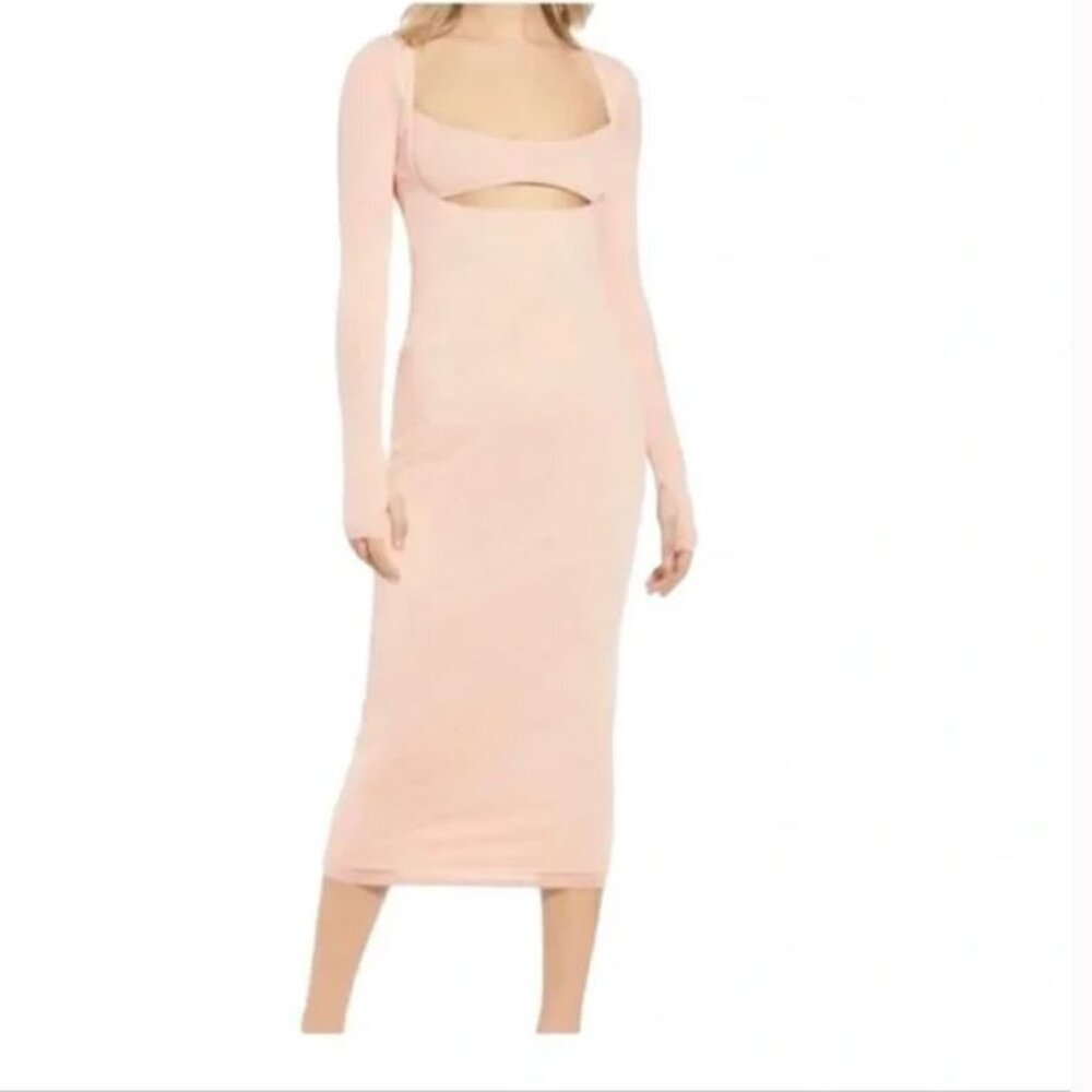 NEW AFRM Cutout Long Sleeve Mesh Midi Dress